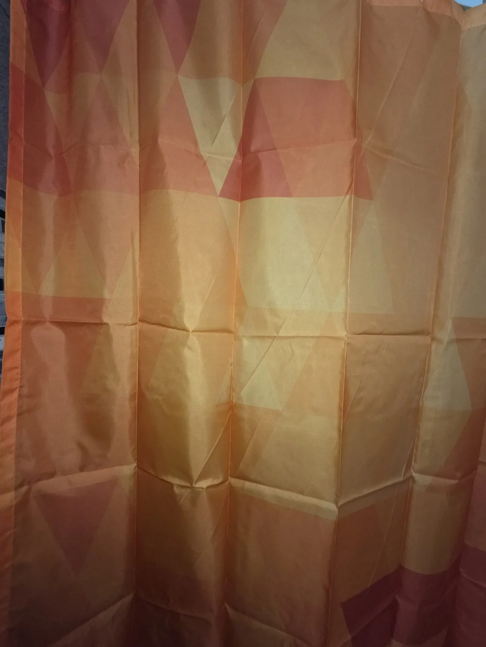 Geometric Orange Water Resistant Fabric Shower Curtain